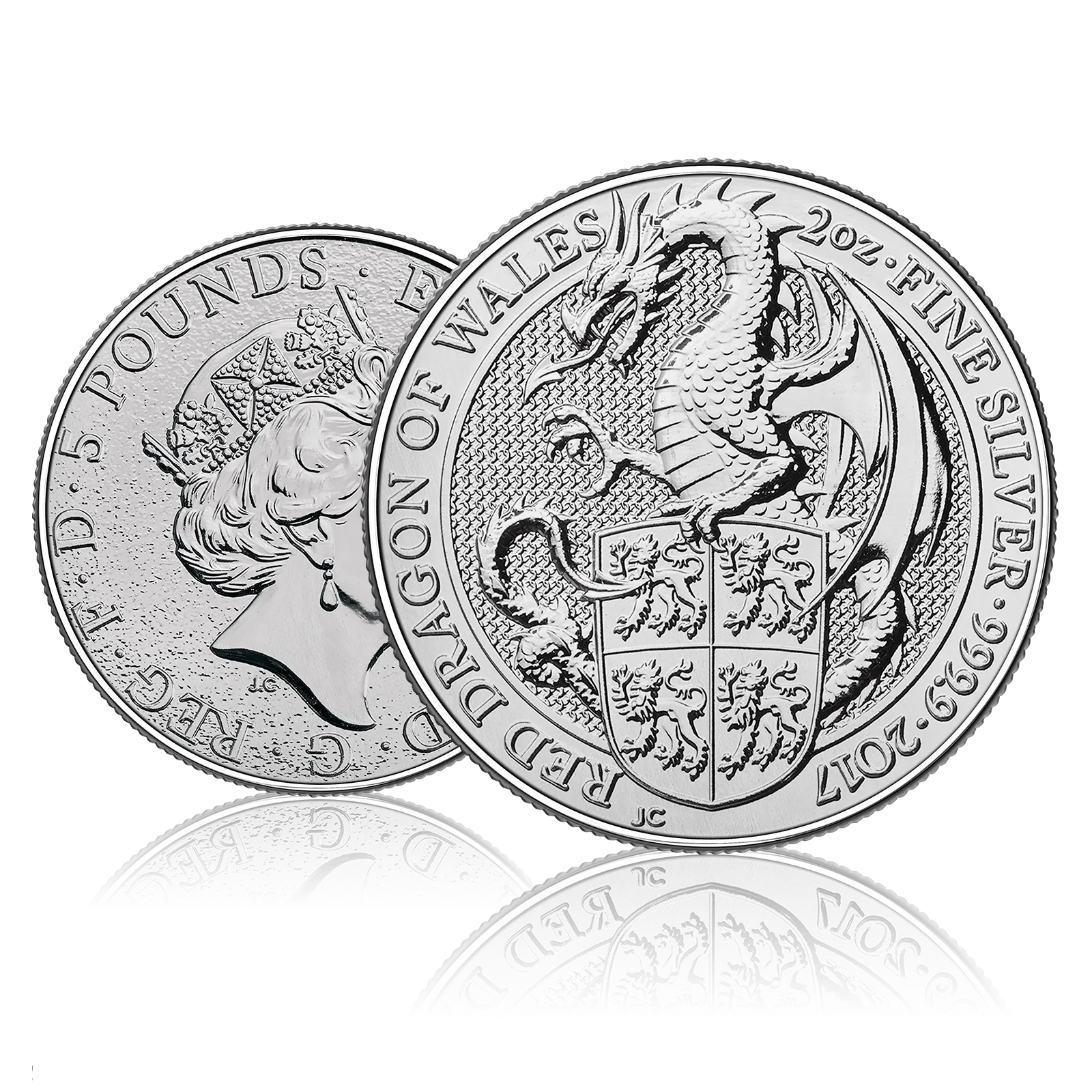 2 Ounce Silver Royal Mint Queens Beasts Red Dragon Of Wales (2017) 4